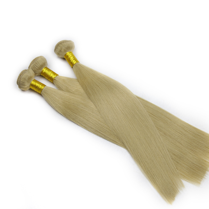 Machine Made Weft Hair Extensions High Quality Seamless Track Remy Human Hair Blonde Color